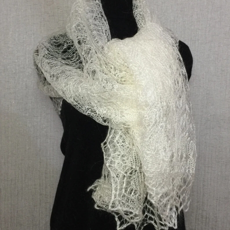 Original Orenburg-Schal, weiss, 170 x 75 cm, neu, Unikat