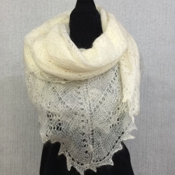 Original Orenburg-Schal, elfenbein, 120x120 cm, neu, Unikat