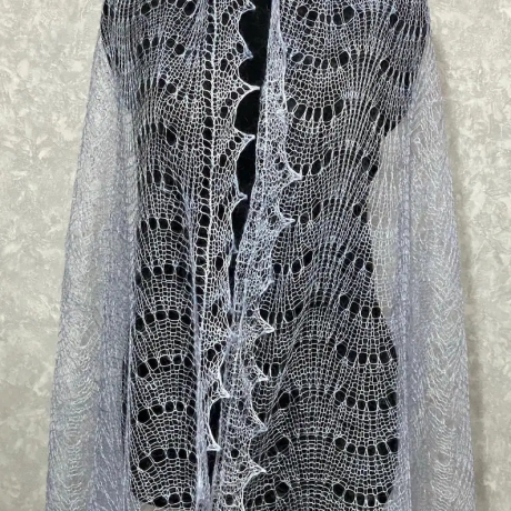 Original Orenburg-Schal, hellblau, 75x185 cm, neu, Unikat