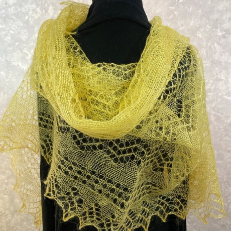 Original Orenburg-Schal, gelb, 90 x 200 cm, neu, Unikat