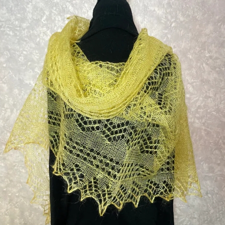 Original Orenburg-Schal, gelb, 90 x 200 cm, neu, Unikat