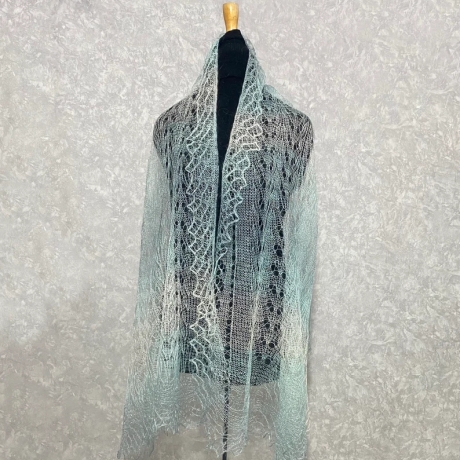 Original Orenburg-Schal, hellgrün, 70 x 175 cm, neu, Unikat