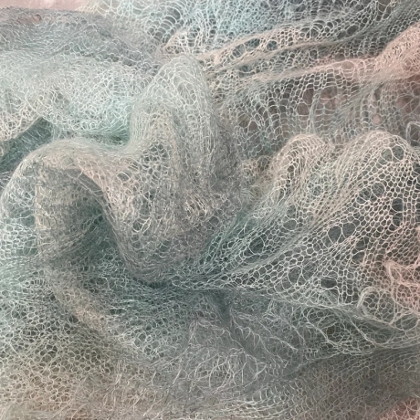 Original Orenburg-Schal, hellgrün, 70 x 175 cm, neu, Unikat