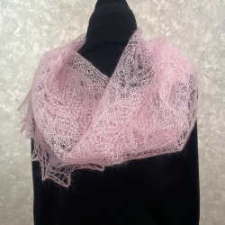 Original Orenburg-Schal, rosa, 80 x 170 cm, neu, Unikat