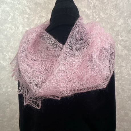 Original Orenburg-Schal, rosa, 80 x 170 cm, neu, Unikat