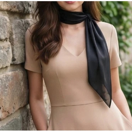 Damen-Herren-Seiden-/Satintuch, 90x90 cm, neu, schwarz