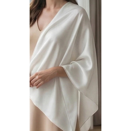 Damen-Herren-Seiden-/Satintuch, 90x90 cm, neu, weiss