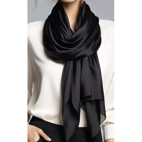 Damen-Herren-Seiden-/Satintuch, 90x90 cm, neu, schwarz