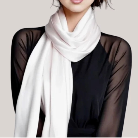 Damen-Designer-Seidenschal, weiß, 180x90 cm, neu
