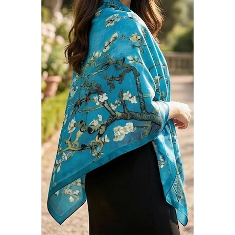 Damen Seidentuch Motiv grüne Blumen, 180x90 cm, neu