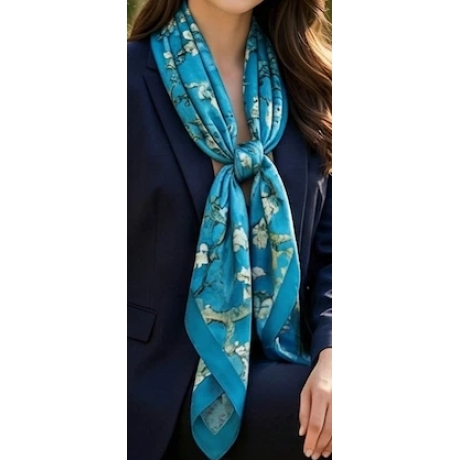 Damen Seidentuch Motiv grüne Blumen, 180x90 cm, neu