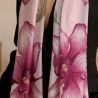 Damen Seidentuch Motiv Blumen, rosa-weiss.180x90 cm