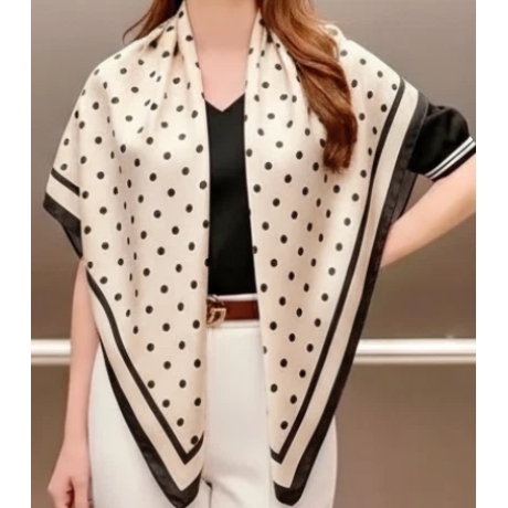 Damen Designertuch Seide, schwarzweiß Punkte, 90x90