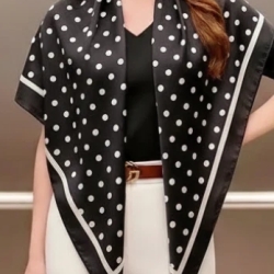 Damen Designertuch Seide, schwarzweiß Punkte, 90x90