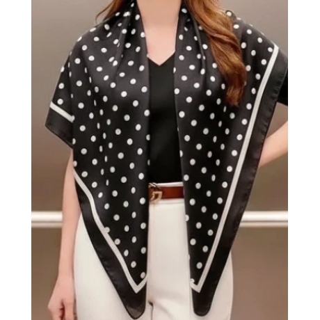 Damen Designertuch Seide, schwarzweiß Punkte, 90x90