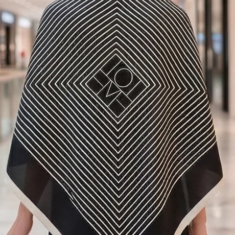 Damen Designertuch Seide, weiss-schwarz, 90x90, neu