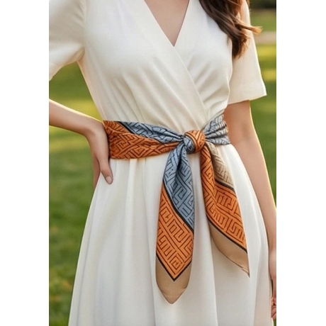 Damen Designertuch Seide, beige-bunt, 90x90, neu