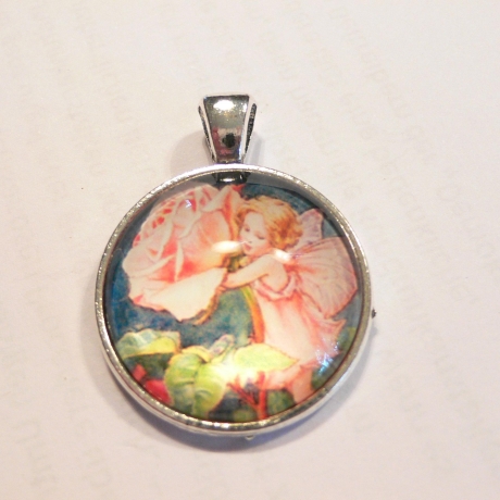 Kette mit Anhänger Elfe Wachsband Cabochon