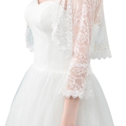 Festliches Bolero-Spitzen-Seiden-Jäckchen, weiss, 36-38, neu     