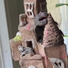 ceramic castle with two dragons handmade