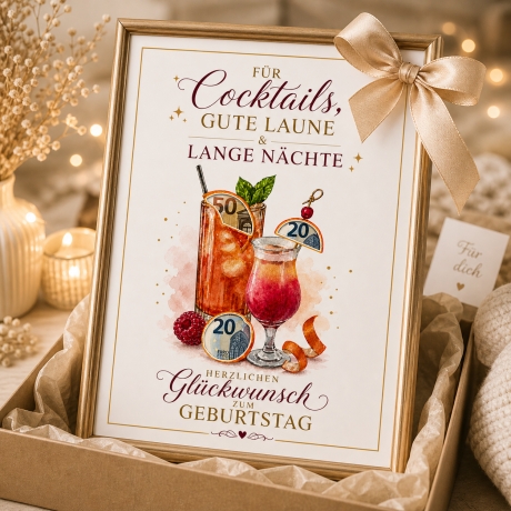 Geldgeschenk Geburtstag Vorlage Cocktail | Last Minute Geschenk