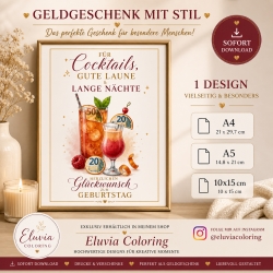Geldgeschenk Geburtstag Vorlage Cocktail | Last Minute Geschenk