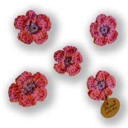 5 Pink Flieder Häkelblumen DIY Bastelzubehör Aufnäher
