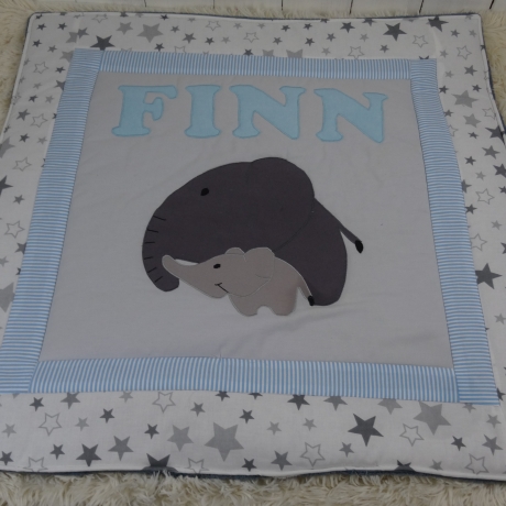 Krabbeldecke Elefanten,Patchwork, Kuscheldecke, Tagesdecke,