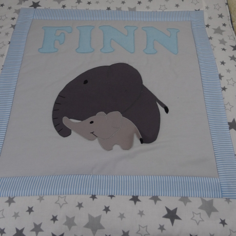 Krabbeldecke Elefanten,Patchwork, Kuscheldecke, Tagesdecke,