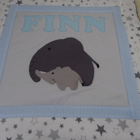 Krabbeldecke Elefanten,Patchwork, Kuscheldecke, Tagesdecke,