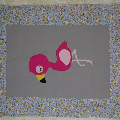 Krabbeldecke Flamingo, Patchwork, Kuscheldecke, Tagesdecke,