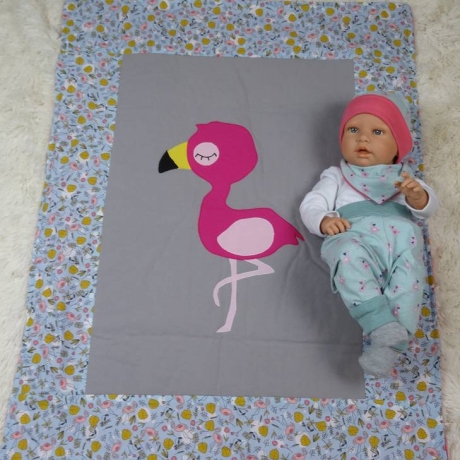 Krabbeldecke Flamingo, Patchwork, Kuscheldecke