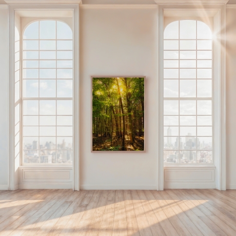 Neu! Fotografie Lichterschein Wald als Poster Druck