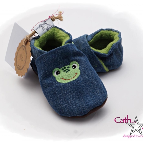 Upcycling Jeanspuschen Frosch vegan