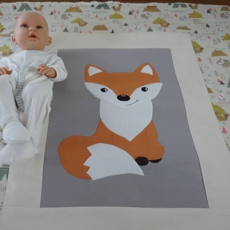 Krabbeldecke Fuchs, Patchwork, Kuscheldecke