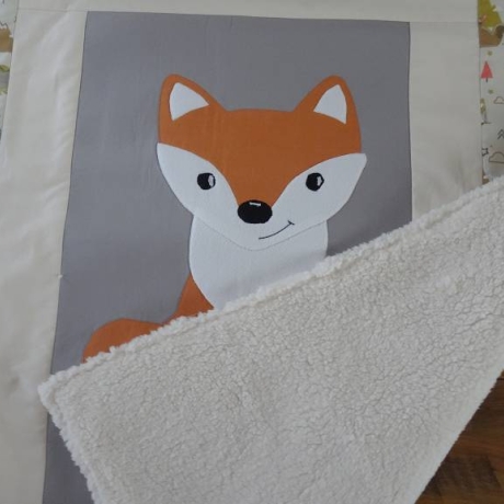 Krabbeldecke Fuchs, Patchwork, Kuscheldecke