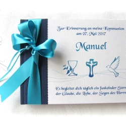 Gästebuch Kommunion blau türkis