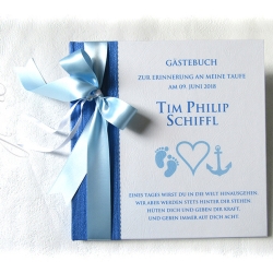 Gästebuch Taufe metallicblau