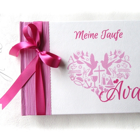 Fotogästebuch Taufe pink weiß