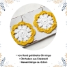 Gehäkelte Blumen Ohrringe in Gelb und Weiß | Ohrhänger Blume