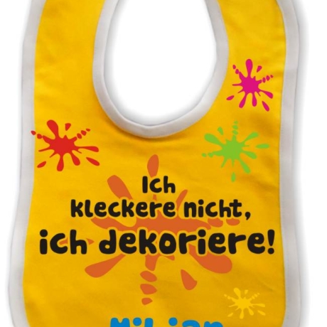 Baby Lätzchen farbiger Saum ICH KLECKERE NICHT bedruckt mit Namen