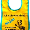 Baby Lätzchen farbiger Saum ICH SCHREIE NICHT bedruckt mit Namen