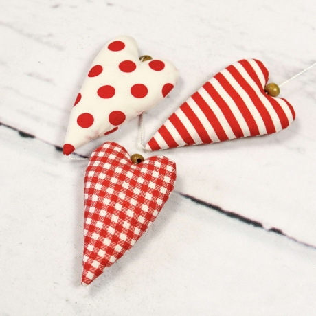 Herbstliche Stoffdeko Girlande Pilz & Herzen Landhausstil