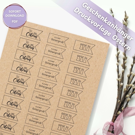 Osteranhänger zum Ausdrucken – Geschenkanhänger PDF