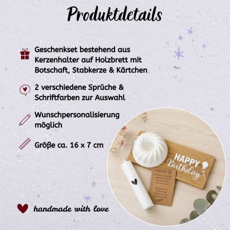 Geburtstagsgeschenk | Geschenkset mit Kerze & Kerzenhalter