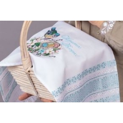 1 Deckchen, Ostermotiv, handgestickt, 74x32 cm, HU 77