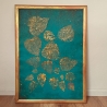 Bild skelettierte Blätter 75x55cm gold grün-blau