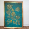 Bild skelettierte Blätter 75x55cm gold grün-blau