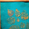 Bild skelettierte Blätter 75x55cm gold grün-blau