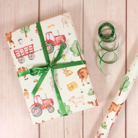 5 Bögen Geschenkpapier Bauernhof 1,60€/qm- 84,1 x 59,4 cm